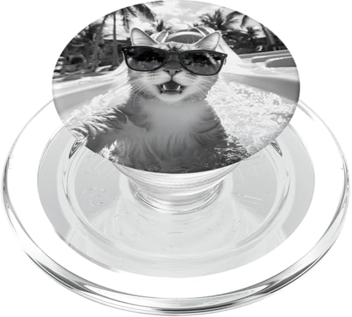 Schockiert aussehende Katze mit Sonnenbrille in einer Wasserrutsche PopSockets PopGrip für MagSafe Schockiert aussehende Katze mit Sonnenbrille in einer Wasserrutsche PopSockets PopGrip für MagSafe von Cute and Summery Animal Designs