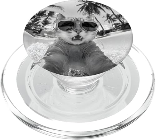 Schockiert aussehende Katze mit Sonnenbrille in einer Wasserrutsche PopSockets PopGrip für MagSafe Schockiert aussehende Katze mit Sonnenbrille in einer Wasserrutsche PopSockets PopGrip für MagSafe von Cute and Summery Animal Designs