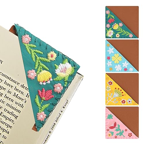 CuteHome 4 Stück personalisierte Hand bestickt Ecke Lesezeichen, einzigartige niedliche Blume Stickerei Lesezeichen Zubehör für Buchliebhaber CuteHome 4 Stück personalisierte Hand bestickt Ecke Lesezeichen, einzigartige niedliche Blume Stickerei Lesezeichen Zubehör für Buchliebhaber von CuteHome