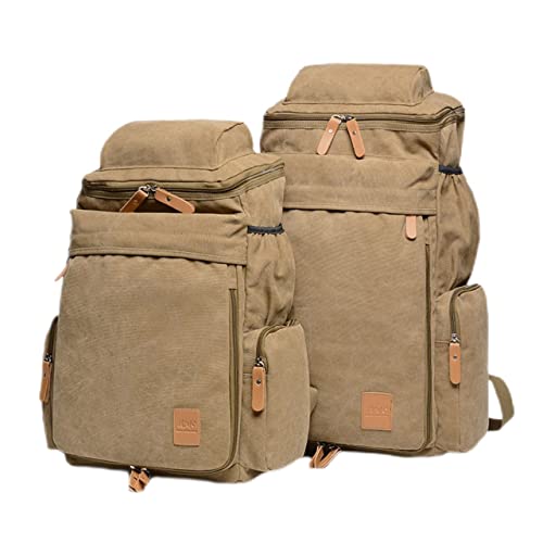 Laptop-Rucksack, Damen, Herren, Reisen, Wandern, für Schule, Damen, 39,6 cm, groß, wasserdicht, 30 l, mit Rädern, Tasche, Schultertasche, Canvas, großes Fassungsvermögen, Outdoor (S, Khaki) von Cuteboom