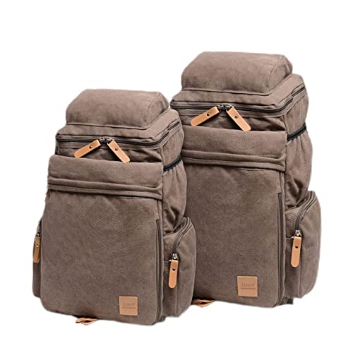 Laptop-Rucksack, Damen, Herren, Reisen, Wandern, für Schule, Damen, 39,6 cm, groß, wasserdicht, 30 l, mit Rädern, Tasche, Schultertasche, Canvas, großes Fassungsvermögen, Outdoor (klein, braun) von Cuteboom