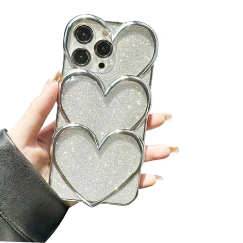 Cutecasee Chrome Case for Women/Girls, Silver Plated Stacked Hearts Bling Glitter Sparkle Phone Case Compatible with iPhone 13 Pro, Silver Cutecasee Chrome Case for Women/Girls, Silver Plated Stacked Hearts Bling Glitter Sparkle Phone Case Compatible with iPhone 13 Pro, Silver von Cutecasee