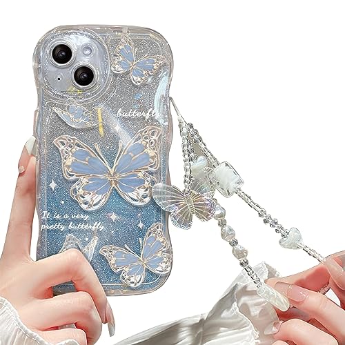 Cutecasee Kompatibel mit iPhone 11 Pro Max Hülle für Damen/Mädchen, Niedlicher Schmetterling Glitzer Bling mit Armbändern Anti-Kratzer Stoßfest Hülle für iPhone 11 Pro Max, Blau mit Armbändern Cutecasee Kompatibel mit iPhone 11 Pro Max Hülle für Damen/Mädchen, Niedlicher Schmetterling Glitzer Bling mit Armbändern Anti-Kratzer Stoßfest Hülle für iPhone 11 Pro Max, Blau mit Armbändern von Cutecasee