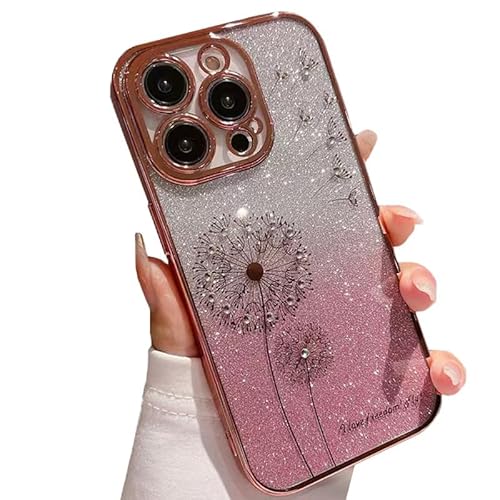 Cutecasee Plating Gradient Glitter Pusteblume Bling Diamond Soft Case für iPhone Kompatibel mit iPhone 14, Rosa Cutecasee Plating Gradient Glitter Pusteblume Bling Diamond Soft Case für iPhone Kompatibel mit iPhone 14, Rosa von Cutecasee