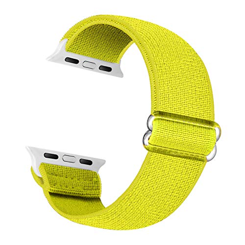 Cuteeze Elastisches Ersatzarmband Kompatibel mit Apple Watch-Armband 38 mm 40 mm 42 mm 44 mm, weiches Nylonarmband für iWatch Serie 6, 5, 4, 3, 2, 1, SE(Gelb, 42/44mm) von Cuteeze