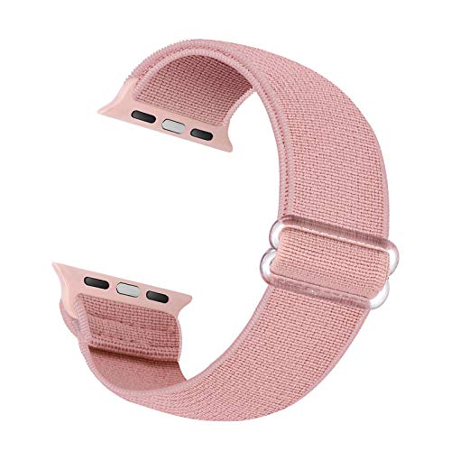 Cuteeze Elastisches Ersatzarmband Kompatibel mit Apple Watch-Armband 38 mm 40 mm 42 mm 44 mm, weiches Nylonarmband für iWatch Serie 6, 5, 4, 3, 2, 1, SE(Hell pink, 42/44mm) von Cuteeze