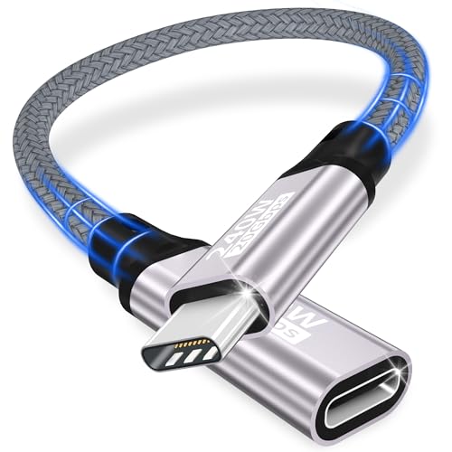 USB C Verlängerung kabel,20Gbps/240W/5K@60Hz USB C 3.2 Extender 0.2M,4K@144Hz Typ C Video Verlängerungs kabel Stecker zu Buchse Kompatibel mit iPhone 16/Plus/Pro/Pro Max/iPhone 15/MacBook Pro/iPadPro von Cuteluding