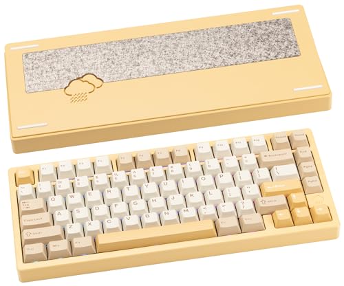 CutiePcs WOBKEY Rainy 75 Aluminium HMX/JWK Switches Mechanische Tastatur mit Überragender Akustik, Kabelgebunden, BT, 2.4G Drahtlose Konnektivität (Pro - Gelb) von CutiePcs