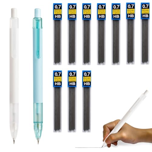 Druckbleistifte Set,2pcs Mechanische Bleistifte HB 0.7mm,Mechanischer Bleistift,Mechanical Pencil Set,0,7 mm Minenbleistift,10 Tuben Bleistiftmine HB Mienenbleistift,für Skizzieren Zeichnen Schreiben von Cutiolly