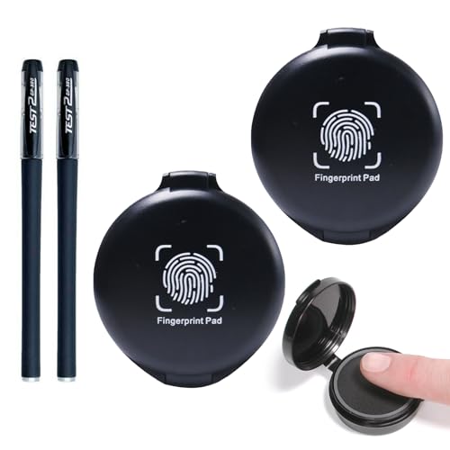 Stempelkissen,Stempelkissen Schwarz,2PCS Tintenkissen,Daumenabdruck Stempelkissen,Daumenabdruck Tintenkissen,Fingerabdruck Stempelkissen,Tragbares Stempel Fingerabdruck,mit Neutralem Stift von Cutiolly