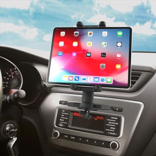 Cuxwill Auto Tablet Halterung CD Schlitz für 4'-13" iPad Smartphones, 360° Universal Tablethalterung, KFZ Vorne CD Schacht Halter für iPad Pro 12.9 10.5 9.7 Air Mini, Kindle Fire, iPhone von Cuxwill