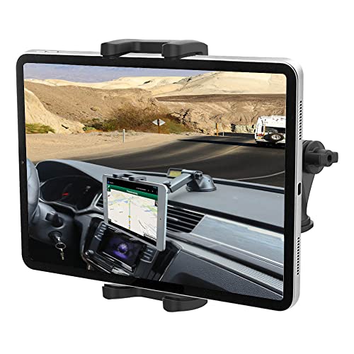 Cuxwill Tablet Auto Halterung Armaturenbrett Halter für 4'-13" iPad Handy, KFZ Pkw Windschutzscheibe Halter mit Saugnapf für iPad Pro 12.9 Air Mini, Galaxy Z Fold 4 3, Kindle Fire HD, Switch, iPhone von Cuxwill