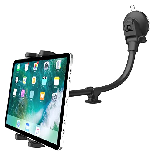 Cuxwill Tablet Halterung Auto for 4-13" iPad Handy, 13" Flexibler Windschutzscheibe Armaturenbrett Saugnapf Tablethalterungen, KFZ Pkw Vorne Schwanenhals Halter für iPad Pro Air Mini andere Tablett von Cuxwill