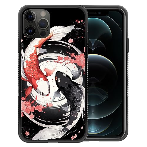 Cvkoyhl Hülle Kompatibel mit iPhone 12 Mini Hülle, Japanische Yin Yang Koi Hülle für iPhone 12 Mini Hüllen für Männer Frauen Geschenk Muster Design Stoßfest Transparent Bumper Schutzhülle Case von Cvkoyhl