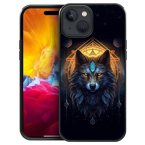 Cvkoyhl Kompatibel mit Hülle für iPhone 15 Hülle, Wolf unter dem Sternenhimmel iPhone 15 Hüllen für Männer Frauen Geschenk Muster Design Stoßfest Transparent Bumper Schutzhülle Case von Cvkoyhl