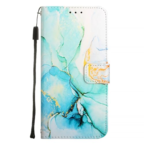 Cxzaqwer Handyhülle Kompatibel with Blackview Wave 6C, Flip Wallet PU Lederhülle Klapphülle Magnetische [Standfunktion] [Kartenfächern] Schutzhülle für Blackview Wave 6C Marmor Grün von Cxzaqwer
