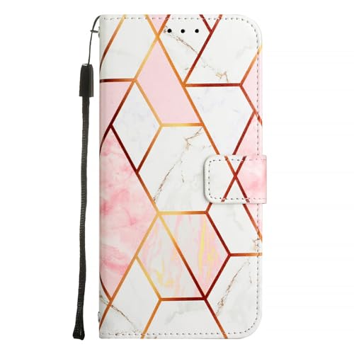 Cxzaqwer Handyhülle Kompatibel with Google Pixel 8a, Flip Wallet PU Lederhülle Klapphülle Magnetische [Standfunktion] [Kartenfächern] Schutzhülle für Google Pixel 8a Marmor Pink und Weiß von Cxzaqwer