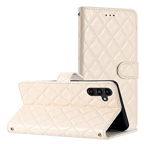 Cxzaqwer Handyhülle Kompatibel with Samsung Galaxy A15 4G/5G, Flip Wallet PU Lederhülle Klapphülle Magnetische [Standfunktion] [Kartenfächern] Schutzhülle für Samsung Galaxy A15 4G/5G Champaz Beige von Cxzaqwer
