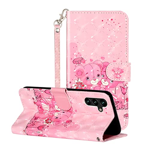 Cxzaqwer Handyhülle Kompatibel with Samsung Galaxy A15 4G/5G, Flip Wallet PU Lederhülle Klapphülle Magnetische [Standfunktion] [Kartenfächern] Schutzhülle für Samsung Galaxy A15 4G/5G Kleiner bär von Cxzaqwer