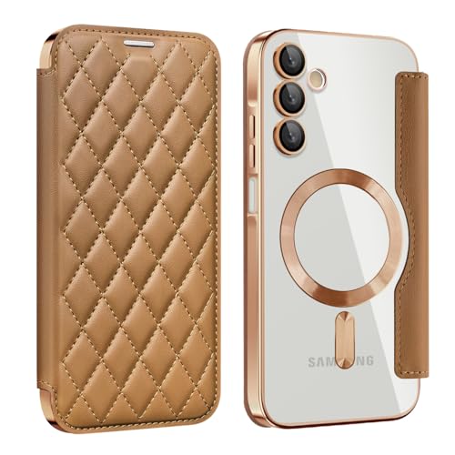Cxzaqwer Handyhülle Kompatibel with Samsung Galaxy A55 5G, Flip Wallet PU Lederhülle Klapphülle Magnetische [Standfunktion] [Kartenfächern] Champaz Schutzhülle für Samsung Galaxy A55 5G Gelb von Cxzaqwer