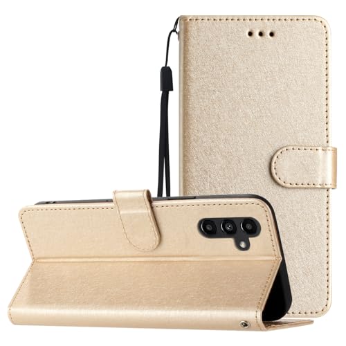 Cxzaqwer Handyhülle Kompatibel with Samsung Galaxy A55 5G, Flip Wallet PU Lederhülle Klapphülle Magnetische [Standfunktion] [Kartenfächern] Schutzhülle für Samsung Galaxy A55 5G Seide Gold von Cxzaqwer