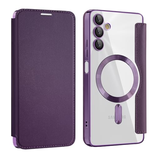 Cxzaqwer Handyhülle Kompatibel with Samsung Galaxy S24 Plus, Flip Wallet PU Lederhülle Klapphülle Magnetische [Standfunktion] [Kartenfächern] Schutzhülle für Samsung Galaxy S24 Plus Magnetismus Lila von Cxzaqwer