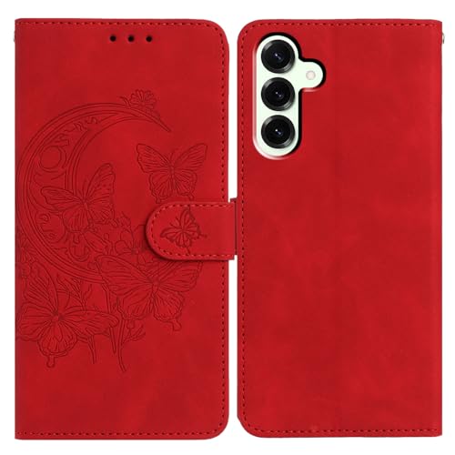 Cxzaqwer Hülle Kompatibel mit Samsung Galaxy A36 5G, Rose Flip Wallet PU Leder Hülle Magnetverschluss [Standfunktion] [Kartenfächer] für Samsung Galaxy A36 5G Rot von Cxzaqwer
