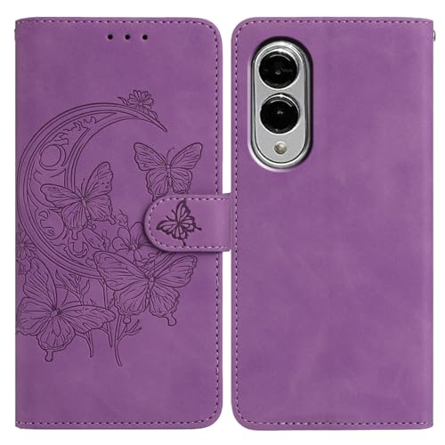 Cxzaqwer Hülle Kompatibel mit Samsung Galaxy S25 Edge, Rose Flip Wallet PU Leder Hülle Magnetverschluss [Standfunktion] [Kartenfächer] für Samsung Galaxy S25 Edge Lila von Cxzaqwer
