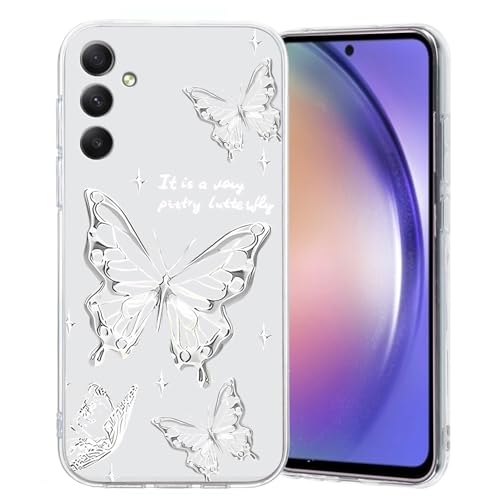 Cxzaqwer Hülle Kompatibel with Samsung Galaxy S24 FE, TPU+PC Handyhülle mit Integriertem Schutzhülle Magnetismus Tasche Zubehör für S24 FE EIN Schmetterling von Cxzaqwer