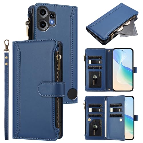 Cxzaqwer Schutzhülle kompatibel mit Nothing CMF Phone 2 Pro, Flip Wallet PU Leder Hülle Reißverschluss 9 Kartenfächer Wallet Case Magnetverschluss [Standfunktion] [Kartenfächer] für Nothing CMF Phone von Cxzaqwer