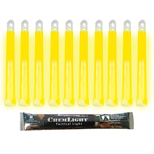 Cyalume Leuchtstab 15 cm, Original Militärische ChemLight Lightsticks In Gelb (10-er Pack), Hohe Brenndauer Von 12 Stunden, 100% Konform Mit Den NATO-Spezifikationen von Cyalume