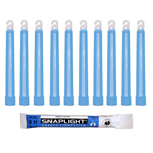Cyalume SnapLight Knicklichter in Blau (10-er Pack) - 15 cm Glow Sticks mit Haken am Ende - ultra helle Light Sticks mit einer Leuchtdauer von 8 Stunden von Cyalume