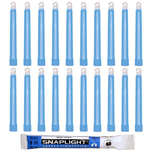 Cyalume SnapLight Knicklichter in Blau (20-er Pack) - 15 cm Glow Sticks mit Haken am Ende - ultra helle Light Sticks mit einer Leuchtdauer von 8 Stunden von Cyalume