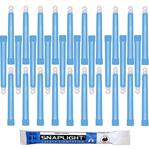 Cyalume SnapLight Knicklichter in Blau (30-er Pack) - 15 cm Glow Sticks mit Haken am Ende - ultra helle Light Sticks mit einer Leuchtdauer von 8 Stunden von Cyalume