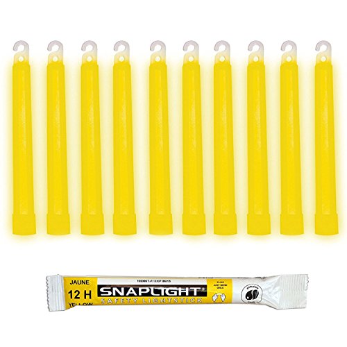 Cyalume SnapLight Knicklichter in Gelb (10-er Pack) - 15 cm Glow Sticks mit Haken am Ende - ultra helle Light Sticks mit einer Leuchtdauer von 12 Stunden von Cyalume