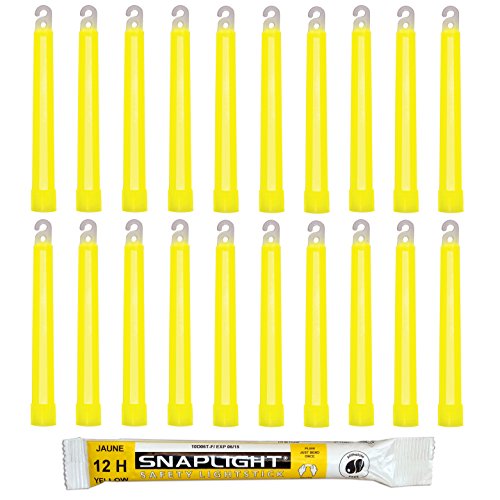 Cyalume SnapLight Knicklichter in Gelb (20-er Pack) - 15 cm Glow Sticks mit Haken am Ende - ultra helle Light Sticks mit einer Leuchtdauer von 12 Stunden von Cyalume