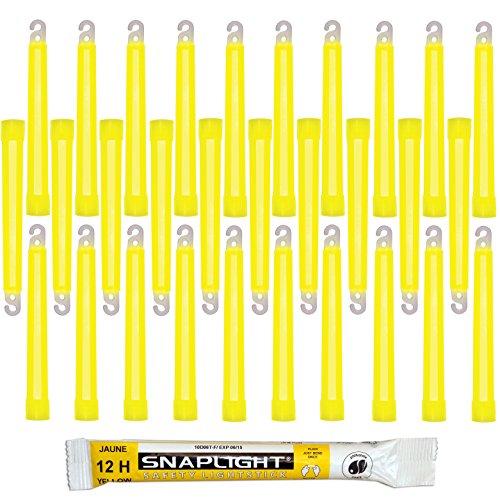 Cyalume SnapLight Knicklichter in Gelb (30-er Pack) - 15 cm Glow Sticks mit Haken am Ende - ultra helle Light Sticks mit einer Leuchtdauer von 12 Stunden von Cyalume
