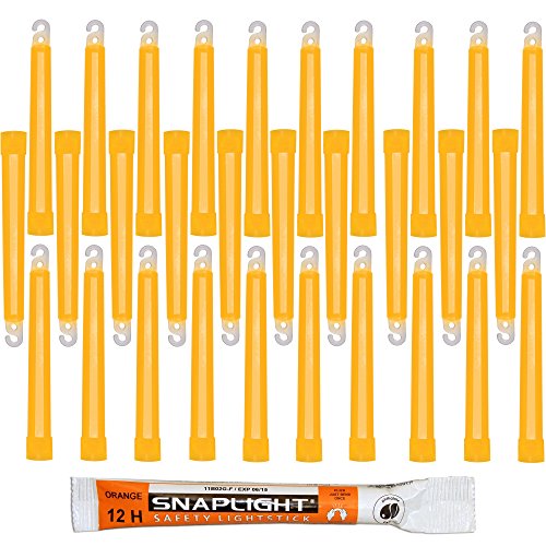 Cyalume SnapLight Knicklichter in Orange (30-er Pack) - 15 cm Glow Sticks mit Haken am Ende - ultra helle Light Sticks mit einer Leuchtdauer von 12 Stunden von Cyalume