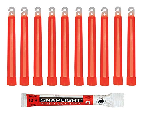 Cyalume SnapLight Knicklichter in Rot (10-er Pack) - 15 cm Glow Sticks mit Haken am Ende - ultra helle Light Sticks mit einer Leuchtdauer von 12 Stunden von Cyalume