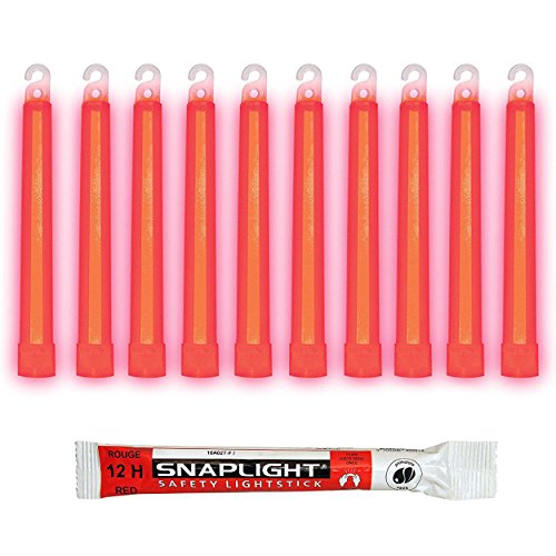 Cyalume SnapLight Knicklichter in Rot (100-er Pack) - 15 cm Glow Sticks mit Haken am Ende - ultra helle Light Sticks mit einer Leuchtdauer von 12 Stunden von Cyalume