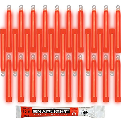 Cyalume SnapLight Knicklichter in Rot (30-er Pack) - 15 cm Glow Sticks mit Haken am Ende - ultra helle Light Sticks mit einer Leuchtdauer von 12 Stunden von Cyalume