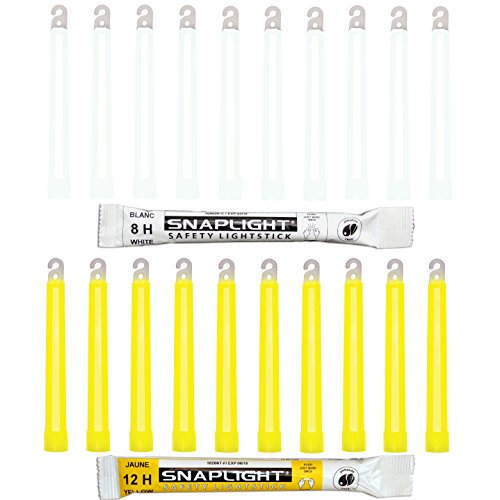 Cyalume Technologies Cyalume SnapLight 15cm ultra helle Knicklichter 20-er Pack mit Haken am Ende (10-er 8h in weiß, 10-er 12h in gelb), Weiß x10 +Gelb x10, SA8-208099AM von Cyalume