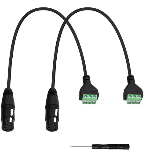 CybNemo XLR-Buchse auf 3-polige, lötfreie Schraubklemmen-Adapterkabel, XLR-Stecker, 3-adrig, Konverter-Verlängerungskabel mit Schraubendreher für Lautsprecher, Mikrofon, 30 cm, 2 Stück (weiblich) von CybNemo