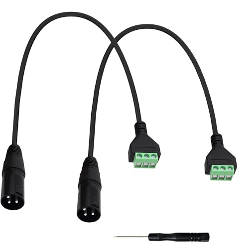 CybNemo XLR-Stecker auf 3-polige, lötfreie Schraubklemmen-Adapterkabel, XLR-Stecker, 3-adrig, Konverter-Verlängerungskabel mit Schraubendreher für Lautsprecher, Mikrofon, 30 cm, 2 Stück (männlich) von CybNemo