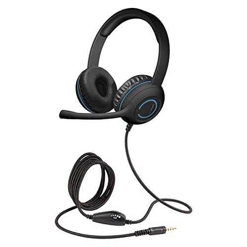 Cyber ​​Acoustics Stereo-Headset, 3,5-mm-Anschluss, Inline-Lautstärkeregler, geräuschunterdrückendes Mikrofon und einstellbarer Mikrofonarm, PC oder Mac, Klassenzimmer, Zuhause oder Büro (AC-5002) von Cyber Acoustics