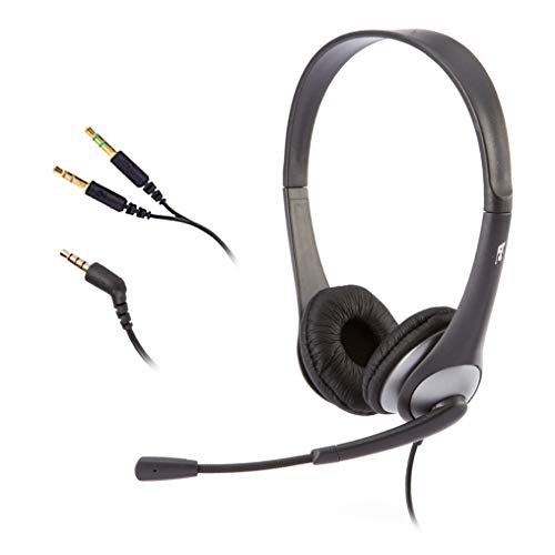 Cyber Acoustics Stereo-Headset, 3,5-mm-Stereo & Y-Adapter mit Mikrofonanschluss für Klassenzimmer und Schulbildung (AC-204) von Cyber Acoustics