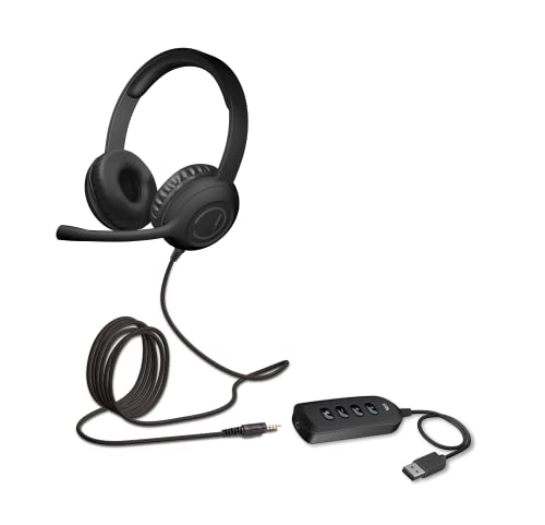 Cyber Acoustics Stereo-Headset mit USB- oder 3,5-mm-Anschluss (AC-5812), USB-Steuermodul, Verstellbarer Mikrofonarm für PC, Mac oder Chromebook von Cyber Acoustics