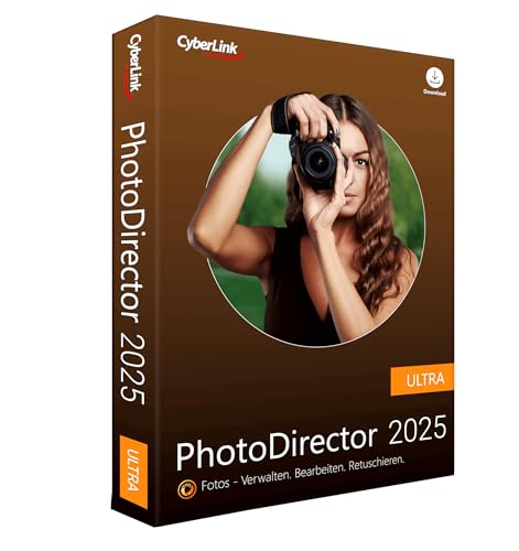 CyberLink PhotoDirector 2025 Ultra | Leistungsstarkes Bildbearbeitungsprogramm | Komplettes Fotostudio | Erstellt perpekte Fotocollage / Fotoshow / Panorama | Lichteffekte | GIF | Windows 10/11 [Box] von CyberLink