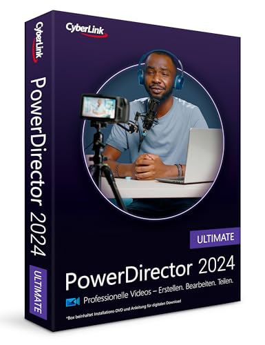 CyberLink PowerDirector 2024 Ultimate | Professionelles Videobearbeitungsprogramm für PC mit Greenscreen und tausenden Effekten | Fotoshow | Für jede Filmproduktion | Screen Recorder | Windows [Box] von CyberLink