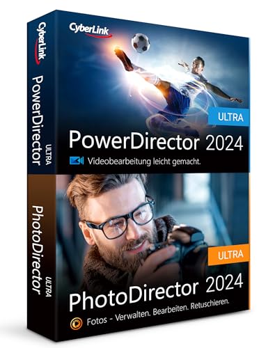 CyberLink PowerDirector 2024 Ultra & PhotoDirector 2024 Ultra, Benutzerfreundliches Videobearbeitungsprogramm für PC mit Greenscreen, Screen Recorder, Leistungsstarkes Bildbearbeitungsprogramm [Box] von CyberLink